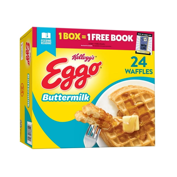 Eggo Frozen Waffles, Frozen Breakfast, Toaster Waffles, Family Pack, Buttermilk, 29.6oz Box 24