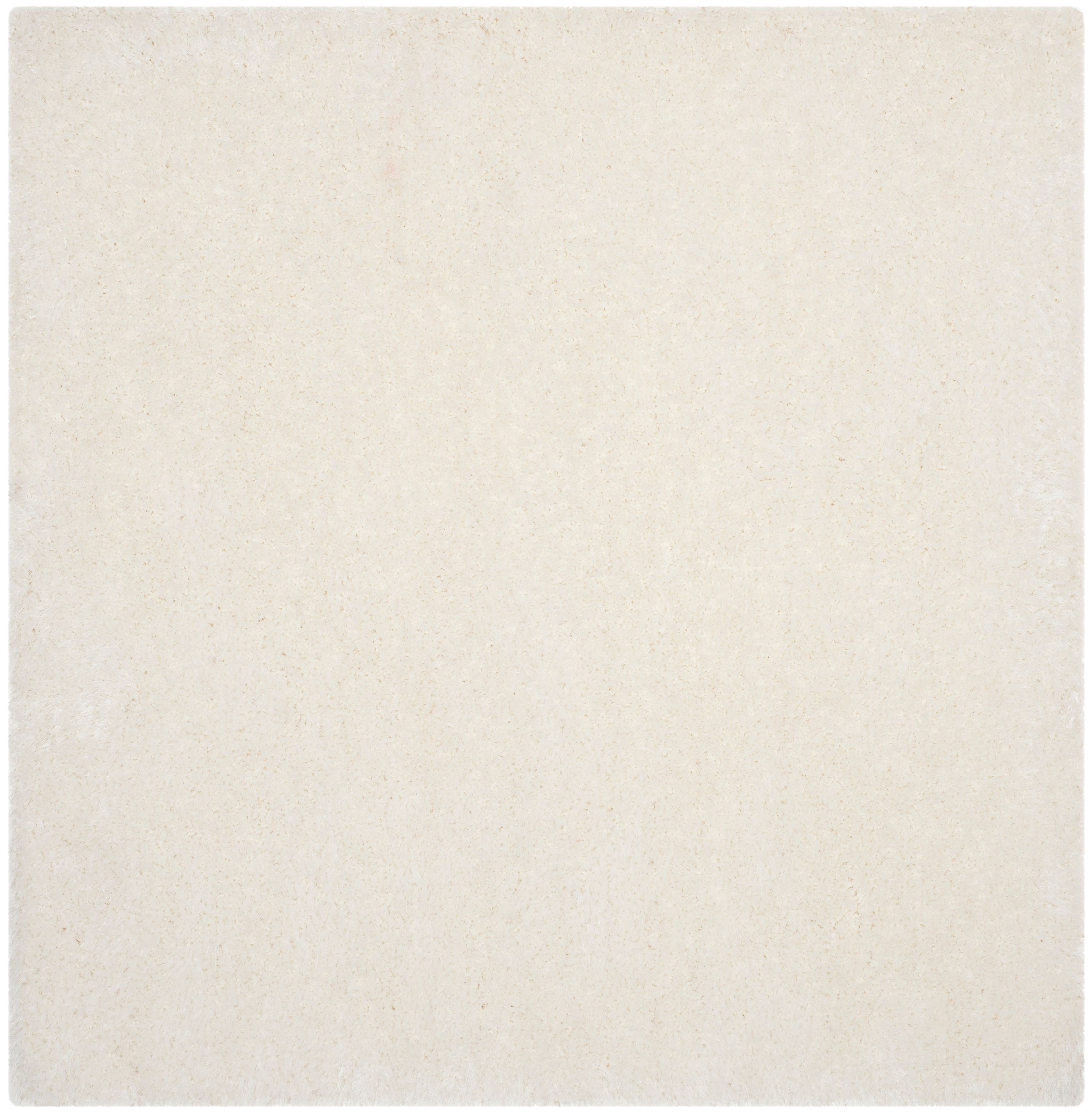 SAFAVIEH Luxe Paxton Solid Plush Polyester Shag Area Rug, Ivory, 6' x 6' Square