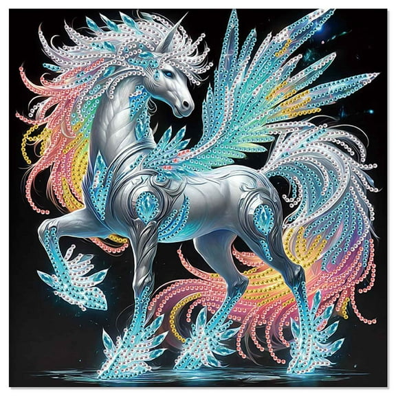 5D DIY Diamond Painting Kit Feathered Horse Special Shape Creative Diamond Craft Suitable for Home and Office Decor, Festive Gifts