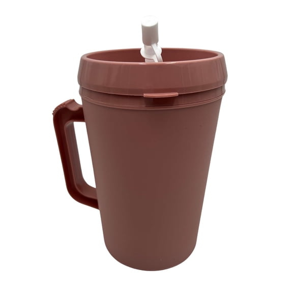 Sandhill Tools 34 oz Insulated Hospital Hot and Cold Water Bottle With Flexible Straw and Sipping Spout, Rose - 1 Each