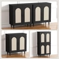 thumbnail image 7 of EastVita Set of 2 Rattan Sideboard Buffet Cabinet with 2 Doors Farmhouse Kitchen Storage Cabinet with Adjustable Shelf Wood Cupboard Accent Buffet Table for Entryway Dining Room and Living Room-Black, 7 of 7