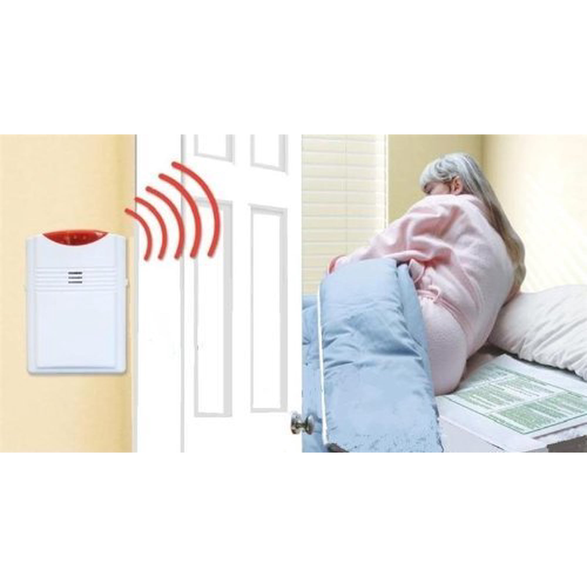 Cordless, Wireless Bed Alarm Alert System - No Alarm in Patient's Room (10" x 30" pad w/call button)