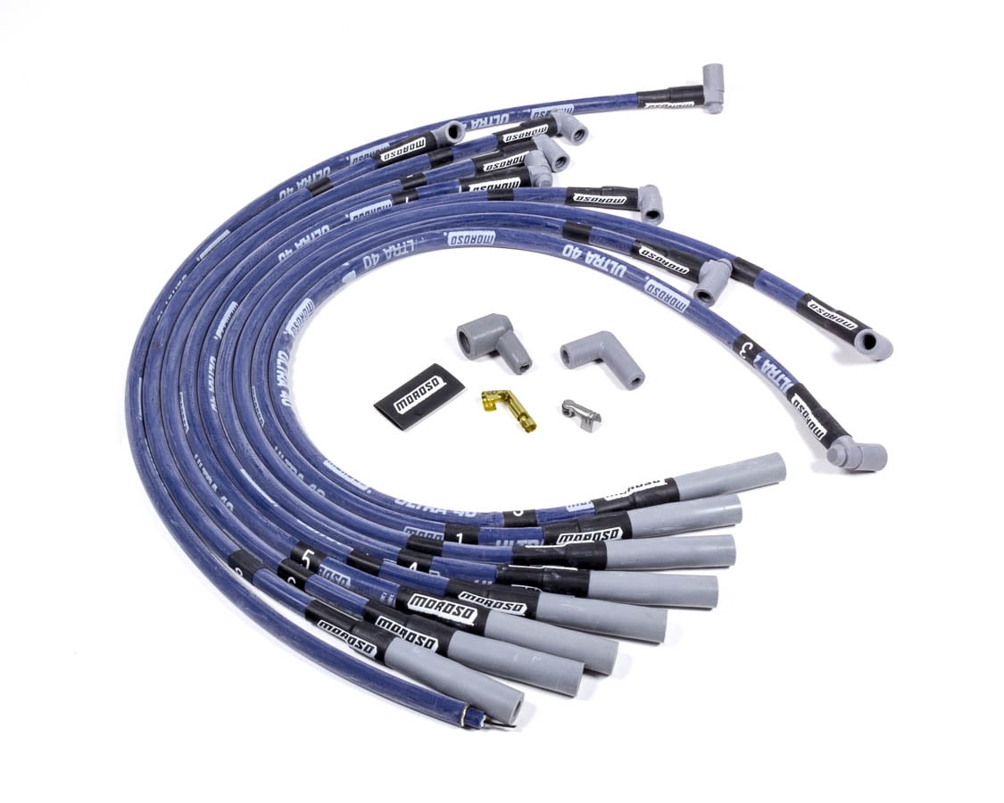 Moroso Ultra 40 Spark Plug Wire Set Spiral Core 8.65 mm Blue BBC P/N