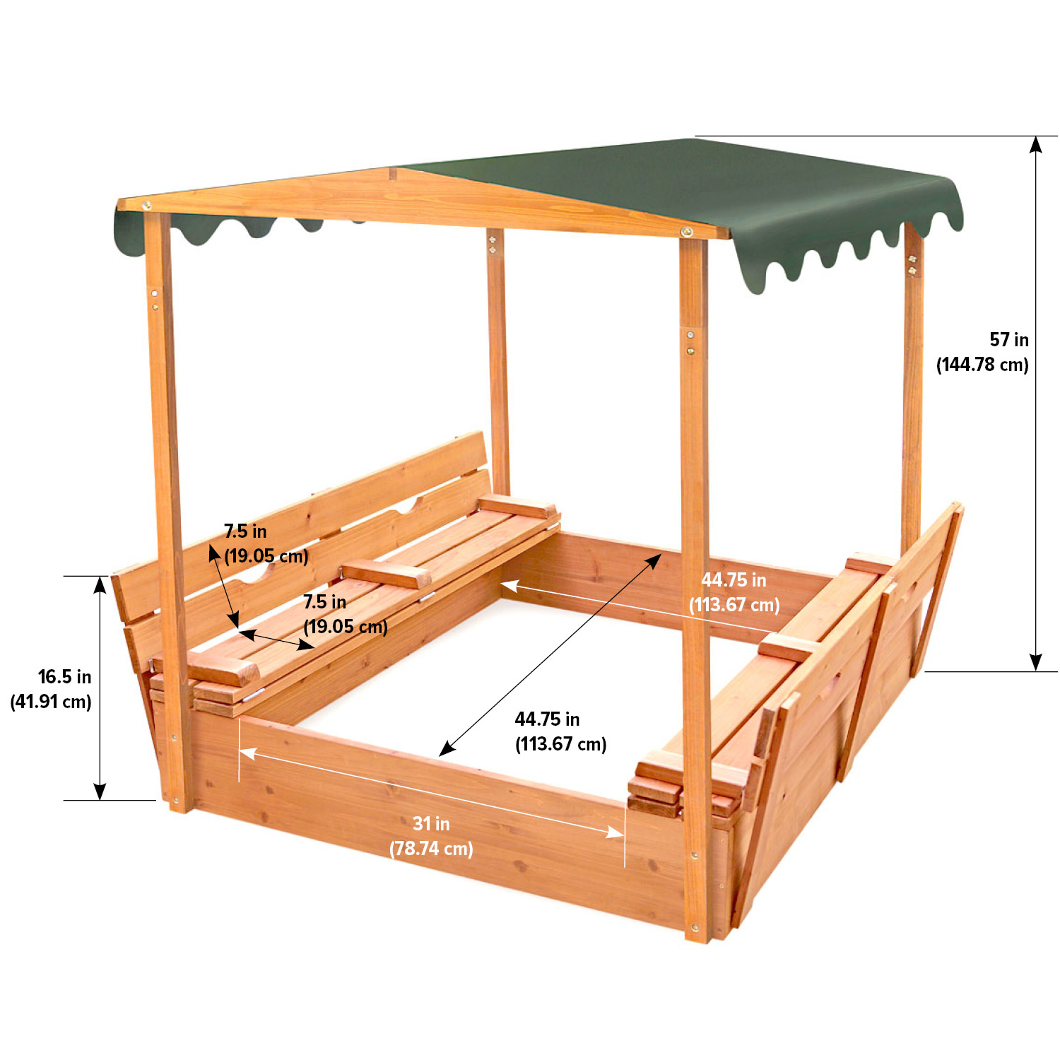 Badger Basket Covered Convertible Cedar Sandbox with Canopy and Two Bench Seats - image 5 of 9