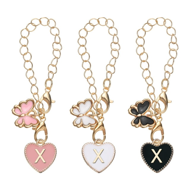 Uxcell 3 piezas de accesorios de encanto de letras para taza de tumbler, encanto de botella de agua en forma de corazón (letra X)