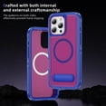 thumbnail image 5 of ELEHOLD for iPhone 16 Pro Max Case,Compatible with Mag Safe Accessory,Magnetic Heavy Duty Drop Protection Invisible Kickstand Rugged Military-Grade Protective Phone Case ,Blue+Rose, 5 of 7