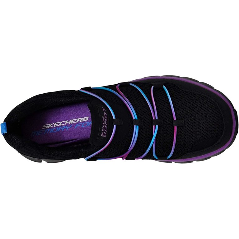 Skechers Women's Loving Life Memory Foam Black/Purple Fashion Sneaker 7  Wide US 