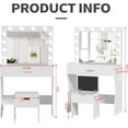 thumbnail image 5 of VEANERWOOD Vanity Set with 3 Color Lighted Mirror Makeup Table 55" with Charging Station Large Drawer, White, 5 of 9