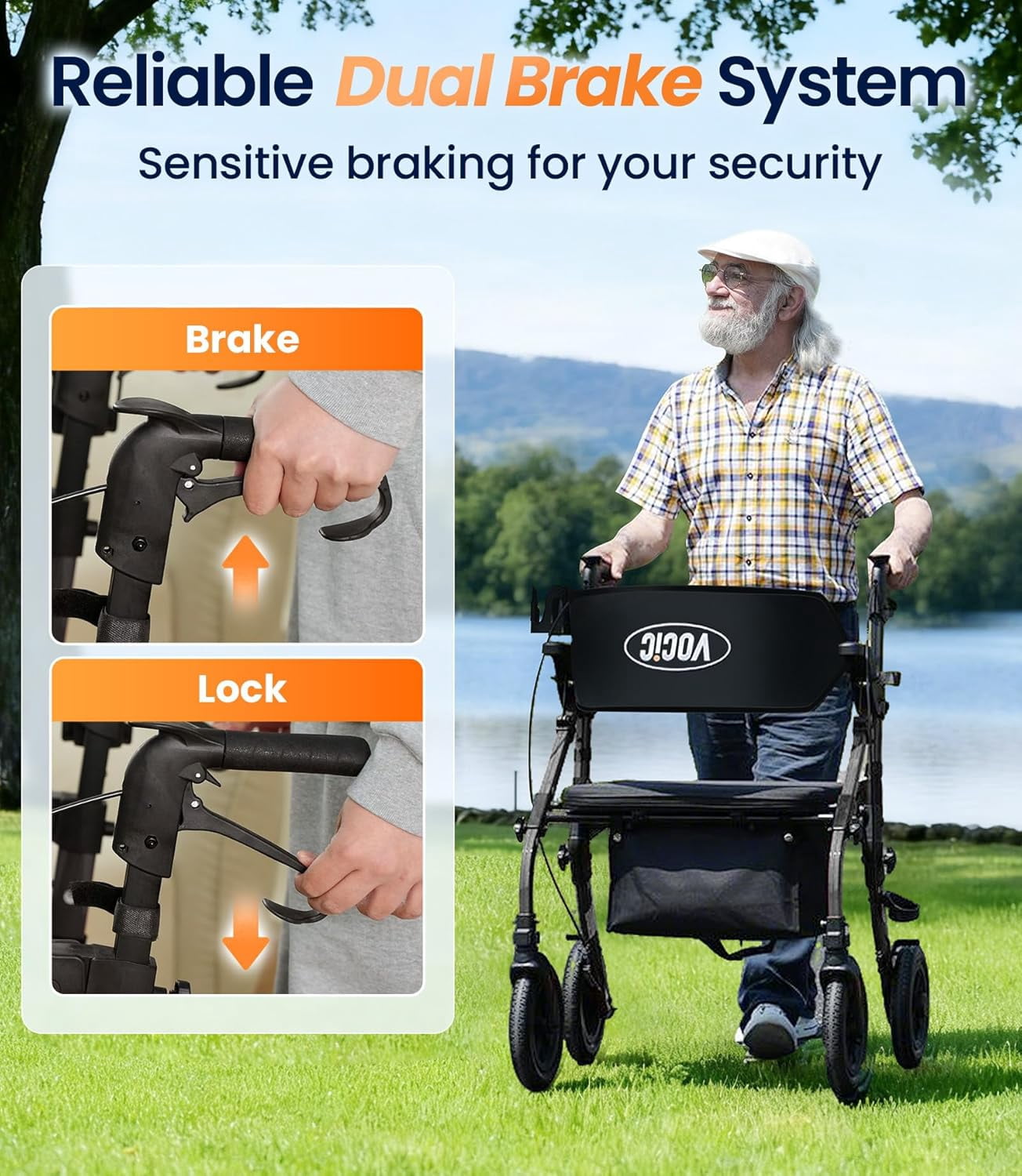 Z59 2-in-1 Bariatric Rollator, 400lb Extra-Wide Seat & 10