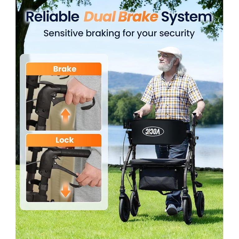 Z59 2-in-1 Bariatric Rollator, 400lb Extra-Wide Seat & 10