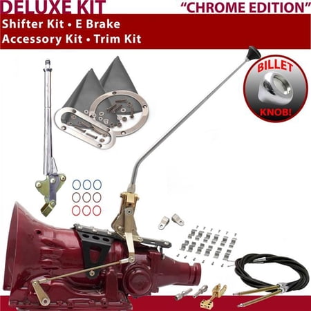 American Shifter 4L60E Shifter Kit Chrome 16 in. E Brake Cable Clamp Clevis Trim Kit for F28E7