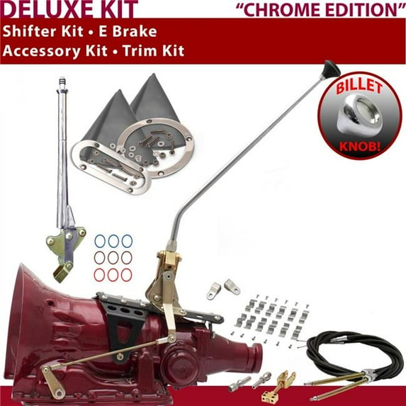 American Shifter 4L80E Shifter Kit Chrome 16 in. E Brake Cable Clamp Clevis Trim Kit for F2AA9
