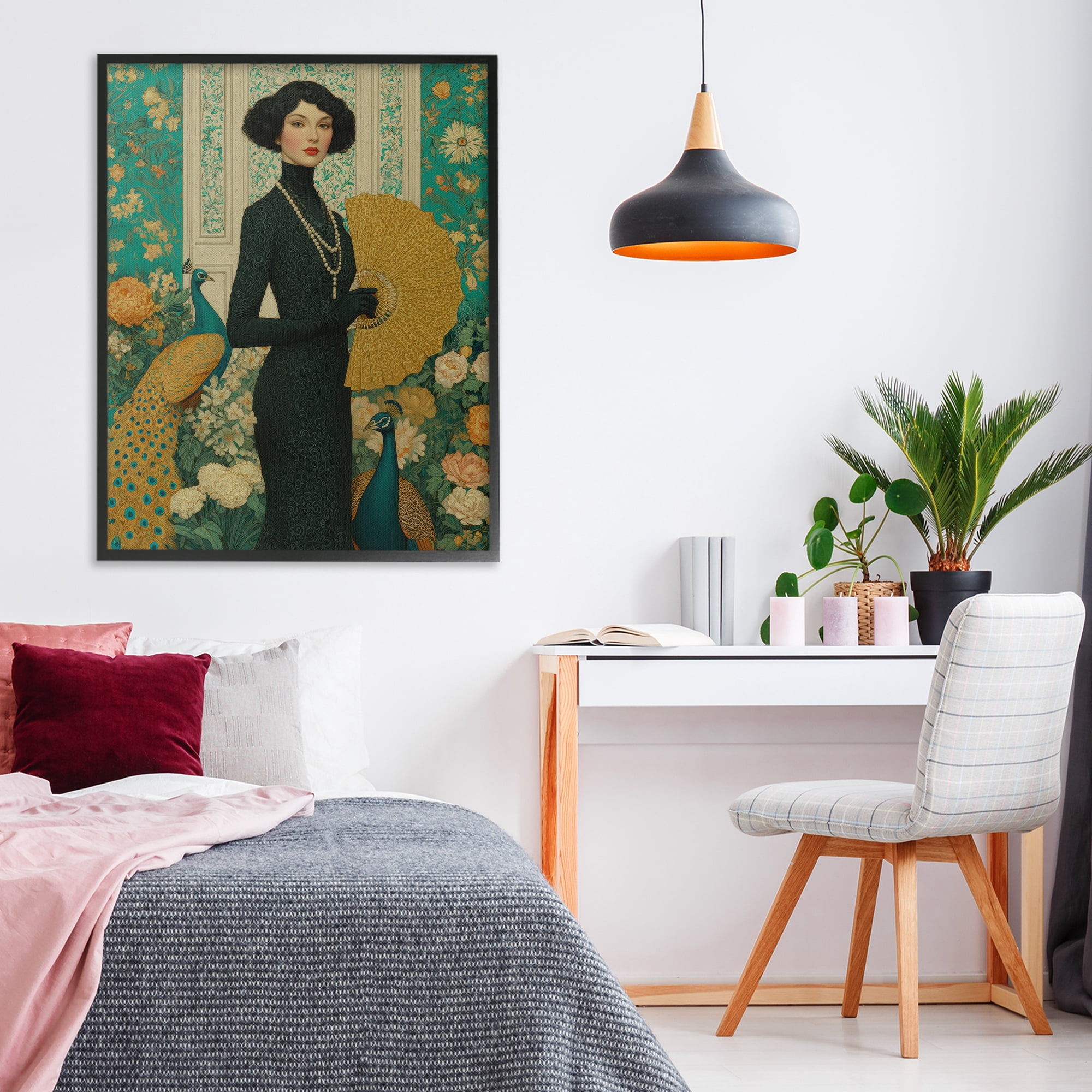 Stupell Industries Floral Velvet Reign Black Framed Giclee Art, design by A Barefoot Stylist