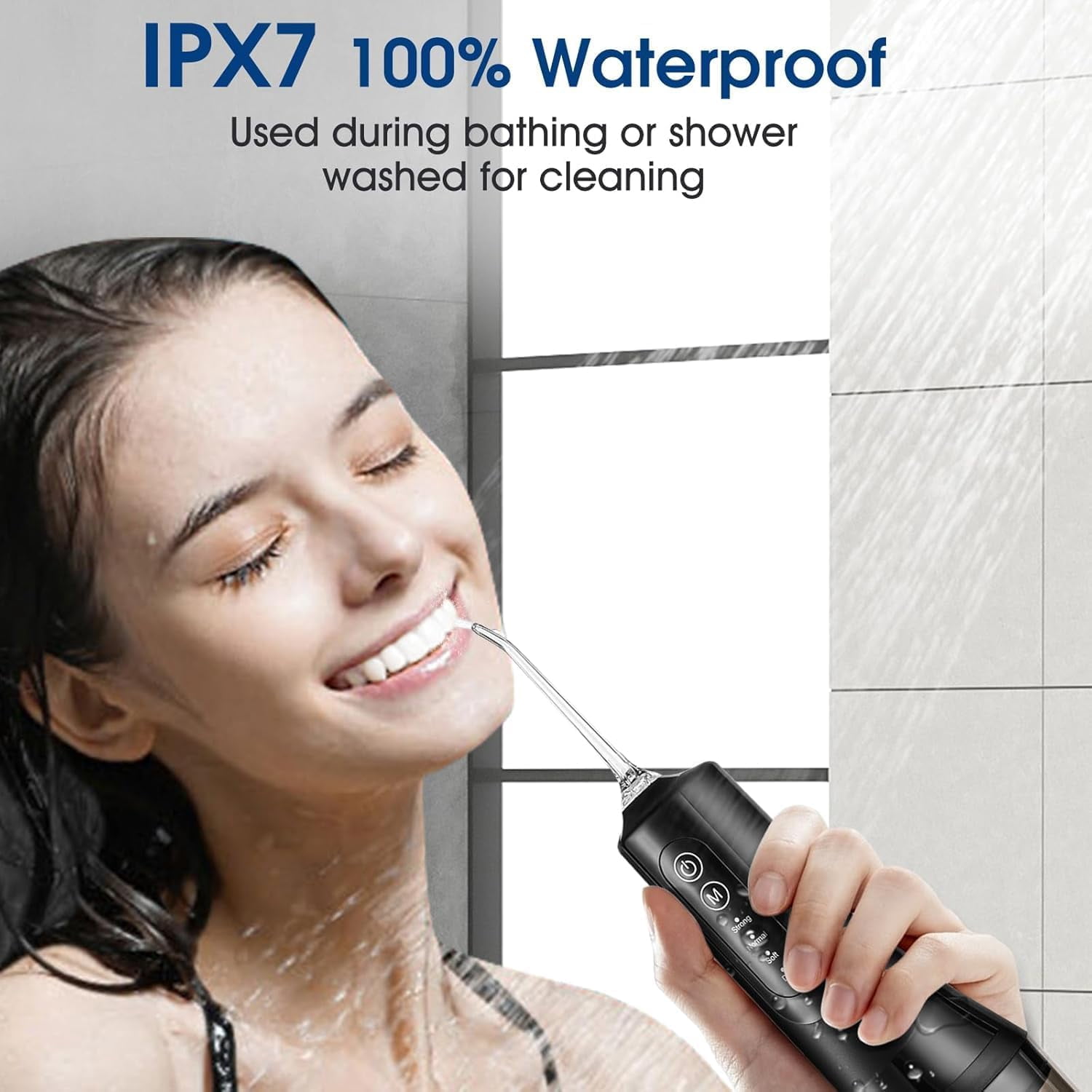 Water Flosser for Teeth Cordless: 260ML Portable Oral Irrigator with DIY Strength for Daily Oral and Braces Care, 4 Modes & 5 Jet Tips, 40-Day Battery, IPX7 Waterproof Dental Flosser for Home