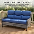 thumbnail image 3 of Opohoro 5 PCS Outdoor Patio Conversation Set, Weather Resistant Wicker Sofa Set with Patio Swivel Chairs, Side Table and Coffee Table for Deck, Backyard, Gray/Blue, 3 of 15