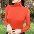 thumbnail image 6 of Sexlip Women's Soft Long Sleeve High Neck Sheer Mesh Tops Pullover Baselayer Fitted Undershirts Lightweight Slim Trendy Shirts Orange XXL, 6 of 6
