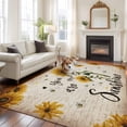 thumbnail image 2 of Area Rug for Living Room, Vintage Sunflowers Non-Slip Indoor Large Carpet for Bedroom/Dining Room, Spring Summer Retro Bees Yellow Floral Washable Low-Profile Rectangle Floor Runner Rugs - 6 x 9 Ft, 2 of 8