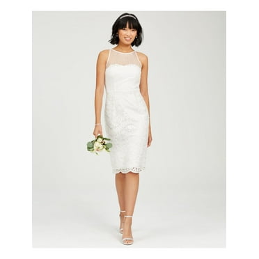 ADRIANNA PAPELL Womens Ivory Sleeveless Knee Length Sheath Formal Dress 2