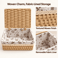 thumbnail image 6 of MEHOOM Small Wicker Storage Baskets with Lids, Set of 3 Handwoven Paper Rope Decorative Baskets with Washable Cotton Liners for Shelves and Tabletops, Beige, 6 of 11