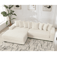 thumbnail image 2 of imerelez Oversized Two-Piece Couches, L Shaped Sofa, Corduroy, Left Chaise Daybed,with Armrests,Eight Throw Pillows,Corner Sofa,Easy To Assemble, Beige, 2 of 9