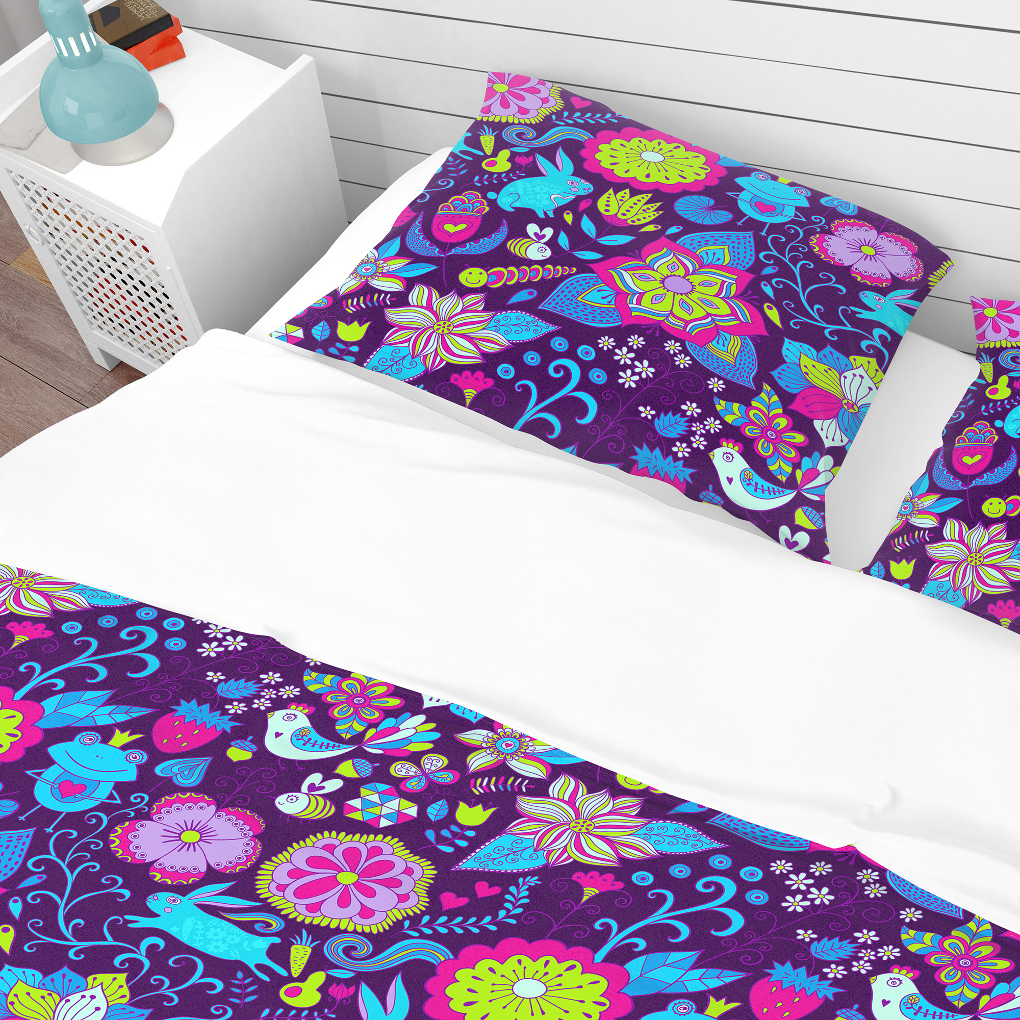 Designart 'Romantic Doodle Floral Texture' Bohemian & Eclectic Duvet Cover Set