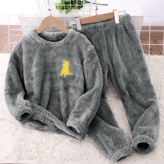 XIMIN Toddler Boys Girls Fleece Fuzzy Sherpa Pajama Set Plush Tops   Pants Outfits Sleepwear Soft Comfy 2 Piece Cozy Fall Winter Warm Loungewear
