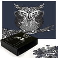 thumbnail image 3 of Ambesonne Indie Jigsaw Puzzle, Owl Vintage Ornaments, Heirloom-Quality Fun Activity for Family Durable Cardboard, 1000 pcs, Charcoal Grey Dark Blue, 3 of 6