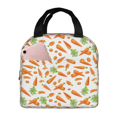 Insulated Lunch Bag for Women Men - Carrot Pattern white Leakproof Cooler Lunch Box for Women Men  Lunch Tote Bags for Work School Picnic Travel