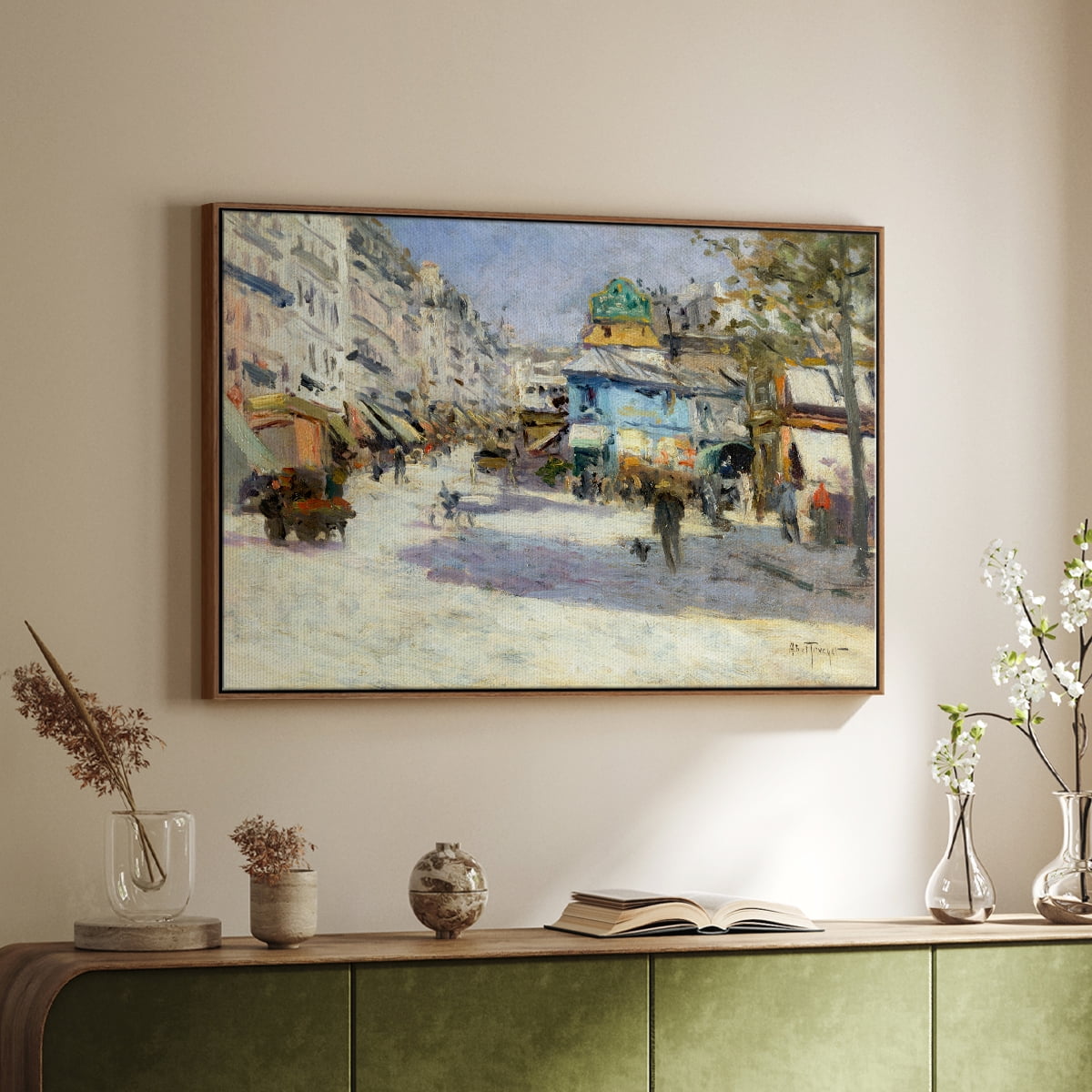 Vintage Landscape-CCXCI By Wexford Home Framed in Walnut Wood Gallery Wrapped Canvas 17 in. x 25 in.