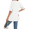 thumbnail image 3 of SWQZVT Women's Oversized V Neck T Shirt Short Sleeve Loose Fit Casual Workout Summer Basic Tee Top, 3 of 7