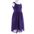 thumbnail image 5 of Raenseen Little Big Girls Sleeveless Chiffon Pleated Flower Girl Dress Wedding Bridesmaid Dance Party Purple 10, 5 of 8