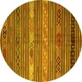 thumbnail image 1 of Ahgly Company Machine Washable Indoor Round Oriental Yellow Traditional Area Rugs, 6' Round, 1 of 4