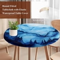 thumbnail image 5 of Watercolor Round Fitted Table Cover Splicing Mystery Decoration Waterproof Table Cloth with Elastic Edge Wipeable Tablecloth for Picnic Camping Party Fits 45"-54" Diameter, 5 of 8