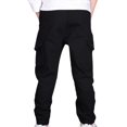 thumbnail image 4 of CPNG Boys Daily Fashion Cargo Pants Elastic High Waist Slim Fit Multi-Pocket Cargo Sweatpants Casual Jogger(Black,9-10 Years), 4 of 6