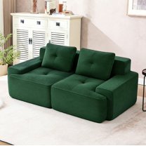 DEALTOPS Oversized Corduroy Loveseat, Sponge Filler Deep Seat 2-Seater Sofa for Living Room, No Assembly Needed, Green