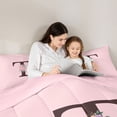thumbnail image 4 of Erosebridal Girls Purple Pink Flowers Twin Comforter Sets 3-Piece,Floral Rose Personalized Initial T Bedding Set For Kids Teens,Pink Reversible, 4 of 6