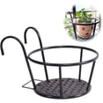 thumbnail image 5 of 1PCS Round Hanging Railing Planters, Iron Small Flower Pot Holders Plant Holder Over The Rail Metal Fence Planters Easy Hang Durable Railing Flower Basket For Patio Balcony Porch Indoor Outdoor, 5 of 5