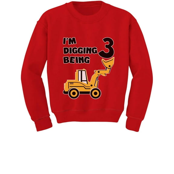 3rd Birthday - Bulldozer Construction Party Toddler Toddler/Kids Sweatshirts 2T Red