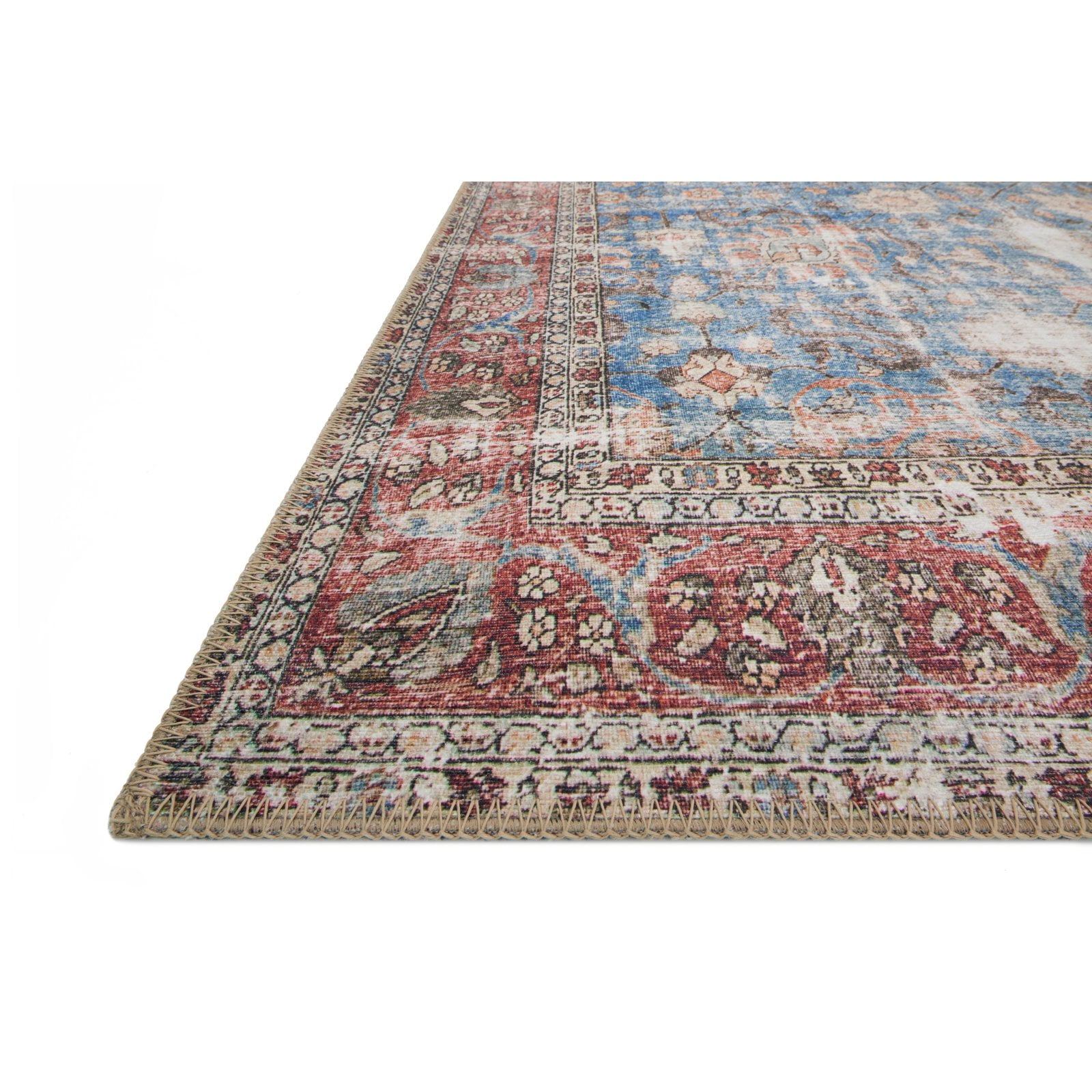 Loloi Loren Collection LQ-01 Blue / Brick Oriental Area Rug 2'-3" x 3'-9"