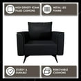 thumbnail image 5 of LeisureMod Single-Seater Sofa Upholstered Leather Lounge Armchair with Steel Legs Removable Cushions and Foam Filled Seat for Living Room and Bedroom Rusk Series in Black, 5 of 11