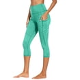 thumbnail image 2 of VV AVEORS Capri Leggings For Women - High Waisted Tummy Control Compression Leggings Quick Dry Athletic Workout Yoga Pants With Pockets Cyan S, 2 of 7