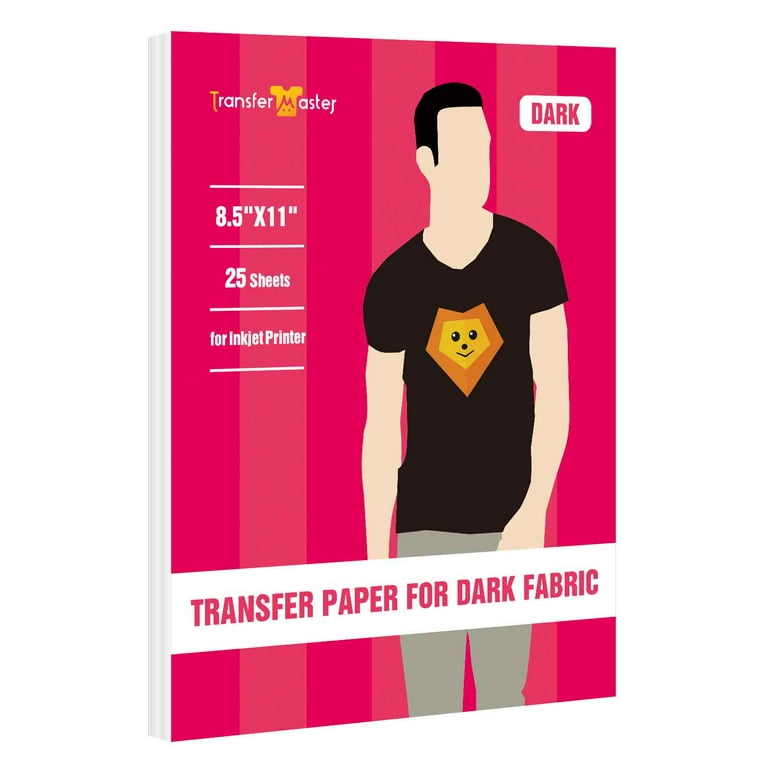 TransferMaster 25 Sheets Printable Iron-on Vinyl Transfer Paper for Dark  Fabrics, Laser & Inkjet Printable, 8.5x11