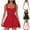 Black-A, variant on Women's Square Neck Layered Ruffle Hem Mini Dress Sleeveless Low Cut A-Line Swing Ruched Waist Short Dresses White