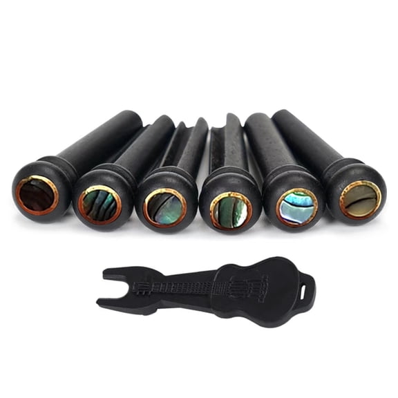 7829 Ebony Guitar Bridge Pins Pegs with Puller Guitar Accessories Easy to Install