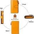thumbnail image 5 of Leather Women's Wallets,Multi-Function Slim Bifold Zipper Clutch Purse,Large Capacity Card Holder with RFID/Yellow, 5 of 7
