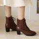 thumbnail image 2 of Zapatos Botines de mujer Botas con cordones de tacón grueso de otoño e invierno para mujer Estación independiente de comercio exterior Botas de edición coreana Botas de tacón para mujer (Brown 9), 2 of 6