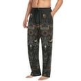 thumbnail image 4 of JSTEL Mecha Owl Cyberpunk Black & Gold Men's Sleepwear Mens Pajama Pants Bottoms with Pockets, M, 4 of 6