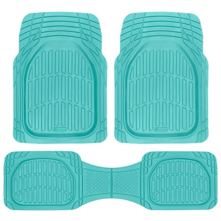 CARBELLA Heavy Duty Rubber 4-Piece Teal Car Floor Mats - Universal Trimmable All-Weather Car Accessories - Girl Car Accessories for Women & Cute Car Mats for Women for Girly Car Decor, Truck, & SUV
