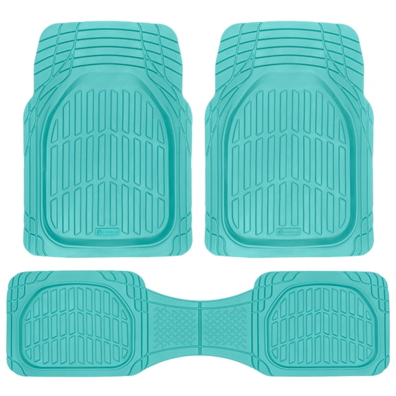 CARBELLA Heavy Duty Rubber 4-Piece Teal Car Floor Mats - Universal Trimmable All-Weather Car Accessories - Girl Car Accessories for Women & Cute Car Mats for Women for Girly Car Decor, Truck, & SUV
