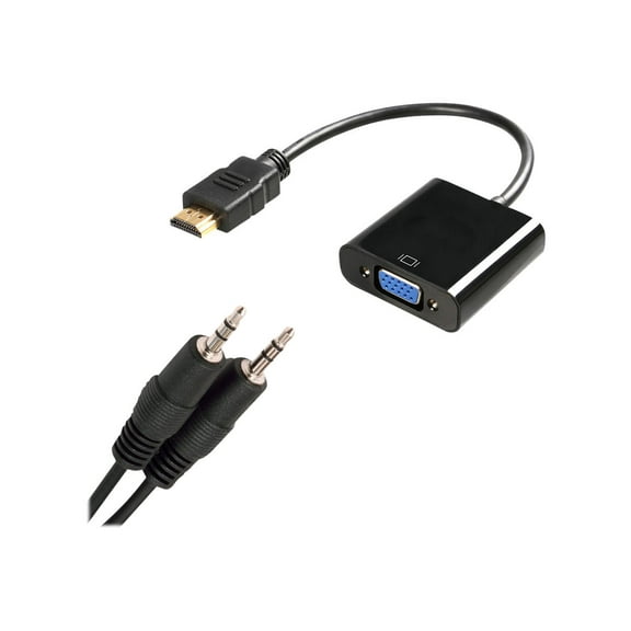 4XEM 4XHDMIVGAAB HDMI to VGA Adapter With 3.5mm Audio Cable - Black